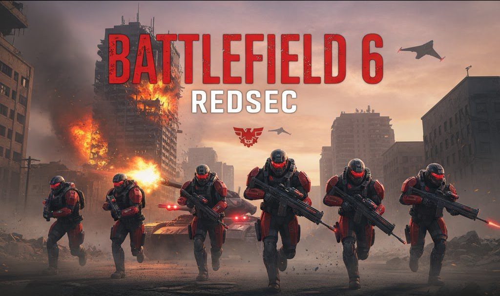 The image is about a recently launched PC game. The game name is Battlefield 6 RedSec.